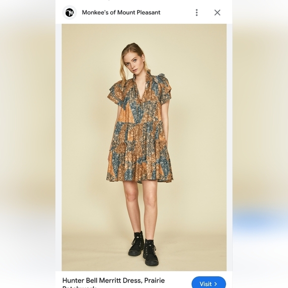 EUC HUNTER BELL Merritt Dress in Prairie Patchwork Multi, Size M - Picture 9 of 11